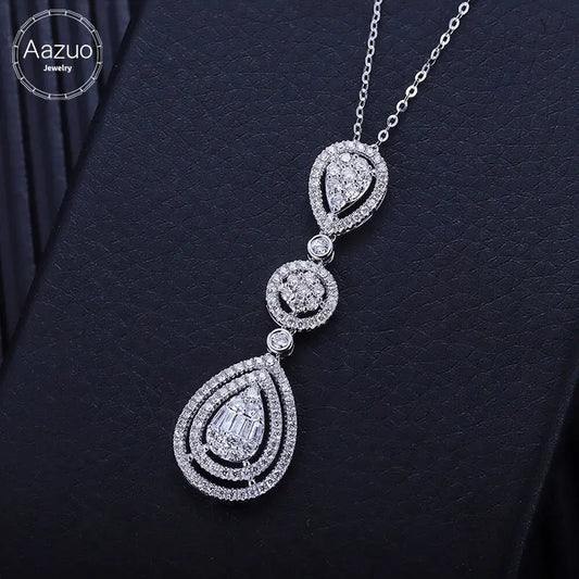 The Aazuo 18K Original White Gold Water Drop Necklace