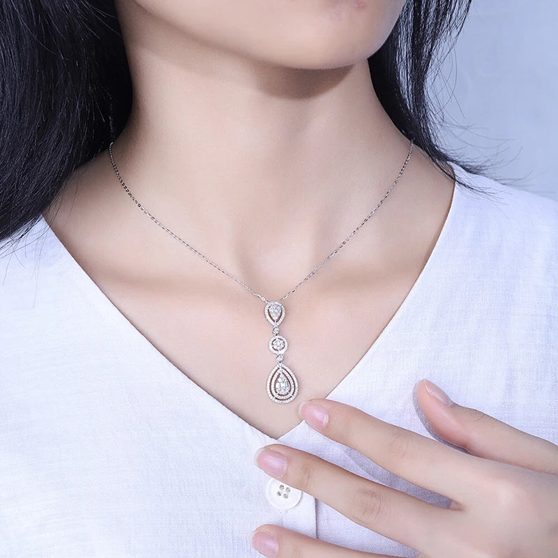 The Aazuo 18K Original White Gold Water Drop Necklace