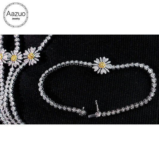 The Aazuo Real Yellow & White Diamond 18K Gold Classic Daisy Bracelet