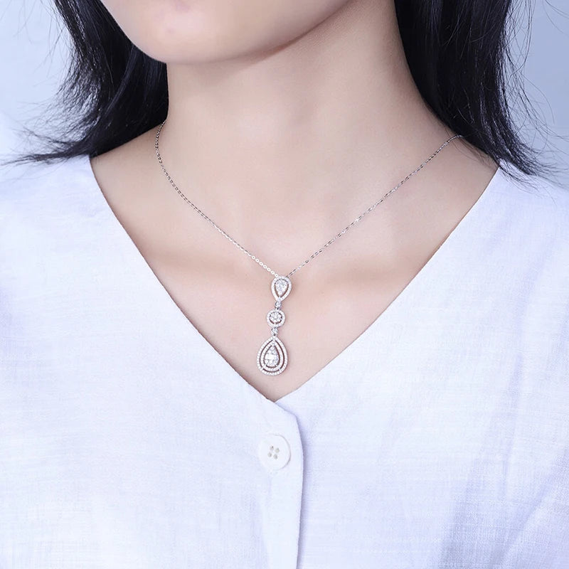 The Aazuo 18K Original White Gold Water Drop Necklace