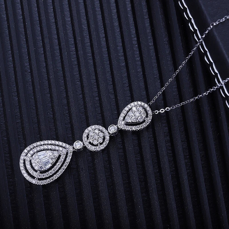 The Aazuo 18K Original White Gold Water Drop Necklace