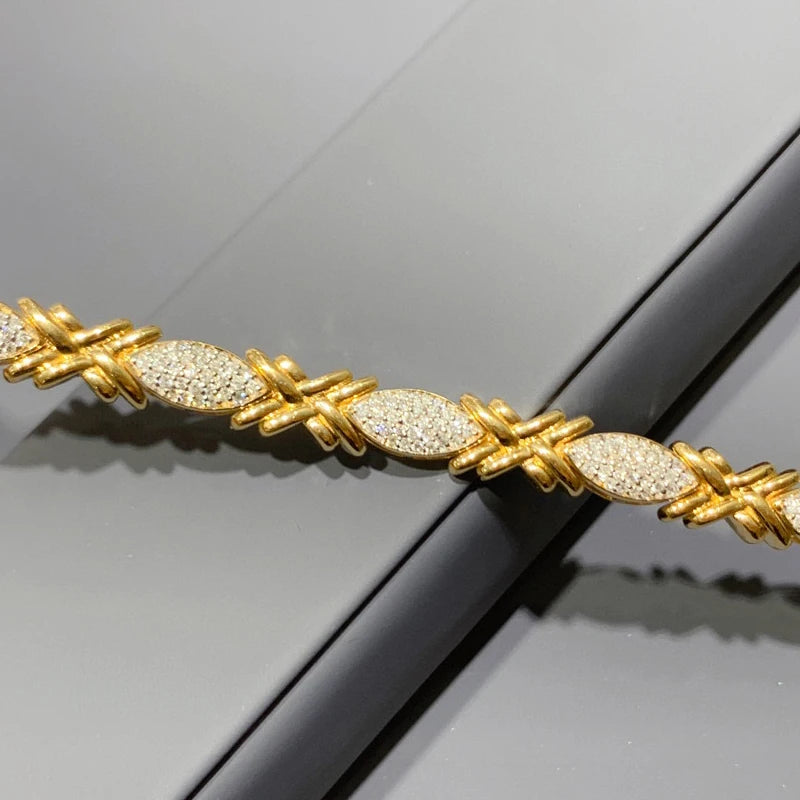 The Aazuo Real 18K Yellow Gold Natural Diamonds Luxury Bracelet