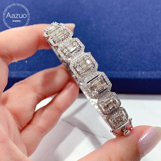 The Aazuo Luxury Jewelry 18K Gold Real Diamonds 3.0ct Big Square Bangle