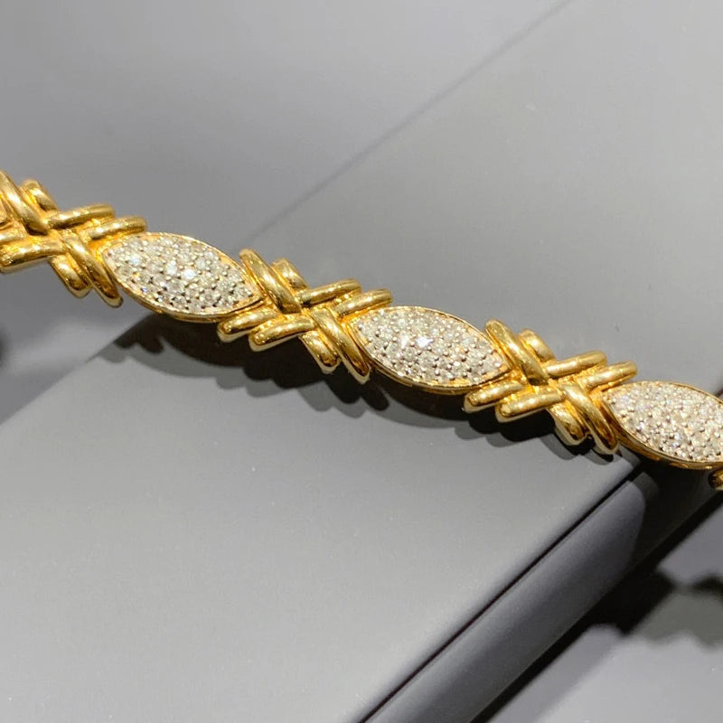 The Aazuo Real 18K Yellow Gold Natural Diamonds Luxury Bracelet