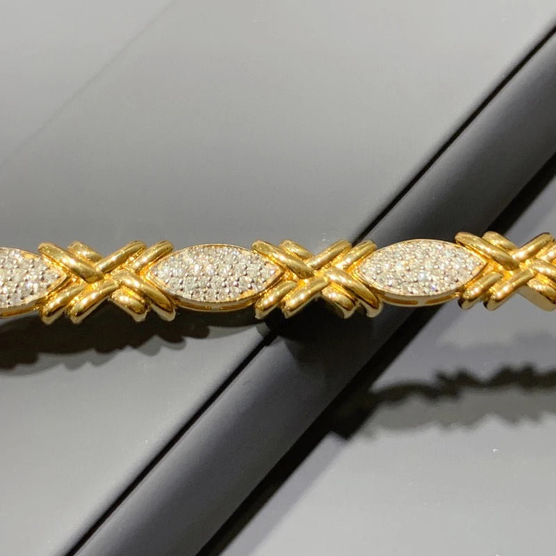 The Aazuo Real 18K Yellow Gold Natural Diamonds Luxury Bracelet