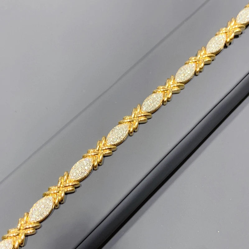 The Aazuo Real 18K Yellow Gold Natural Diamonds Luxury Bracelet