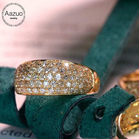 The Aazuo 18K Pure Gold Yellow Gold Real Diamond 5-Line Luxury Ring