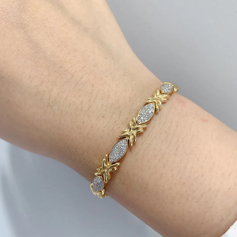 The Aazuo Real 18K Yellow Gold Natural Diamonds Luxury Bracelet