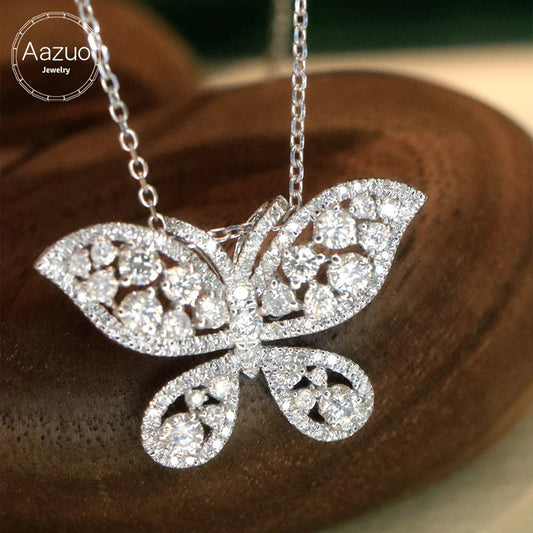 The Aazuo Luxury 18K Original White Gold Real Diamond Butterfly Necklace