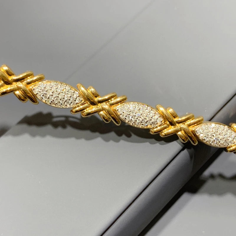 The Aazuo Real 18K Yellow Gold Natural Diamonds Luxury Bracelet