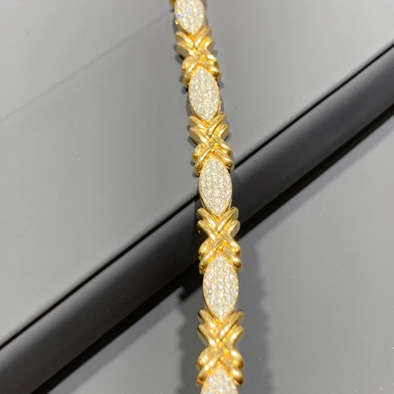 The Aazuo Real 18K Yellow Gold Natural Diamonds Luxury Bracelet