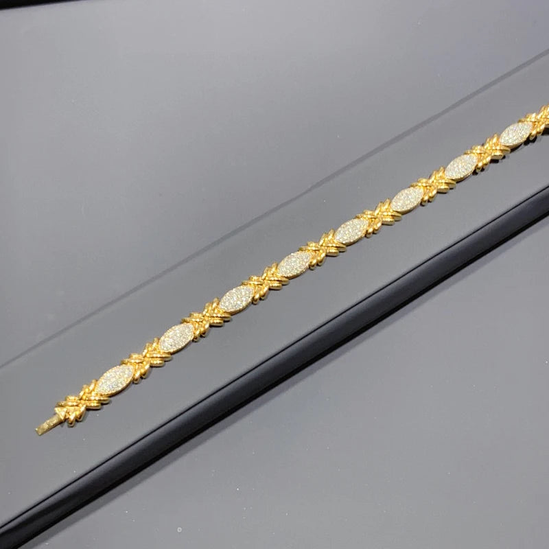 The Aazuo Real 18K Yellow Gold Natural Diamonds Luxury Bracelet