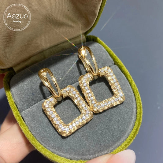 The Aazuo Original Design 18K Solid Yellow Gold Real Diamonds 0.84ct Square Hook