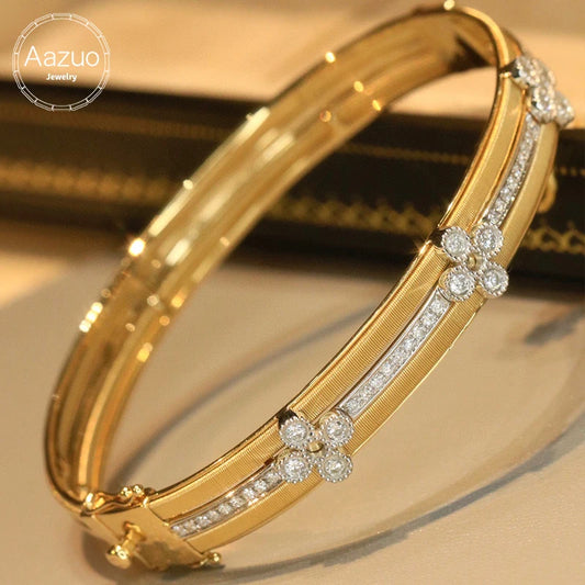 Aazuo Luxury 18K Yellow Gold Fairy Cone Open Bangle