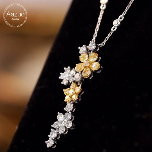 The Aazuo 18K Solid White Gold Daisy Necklace